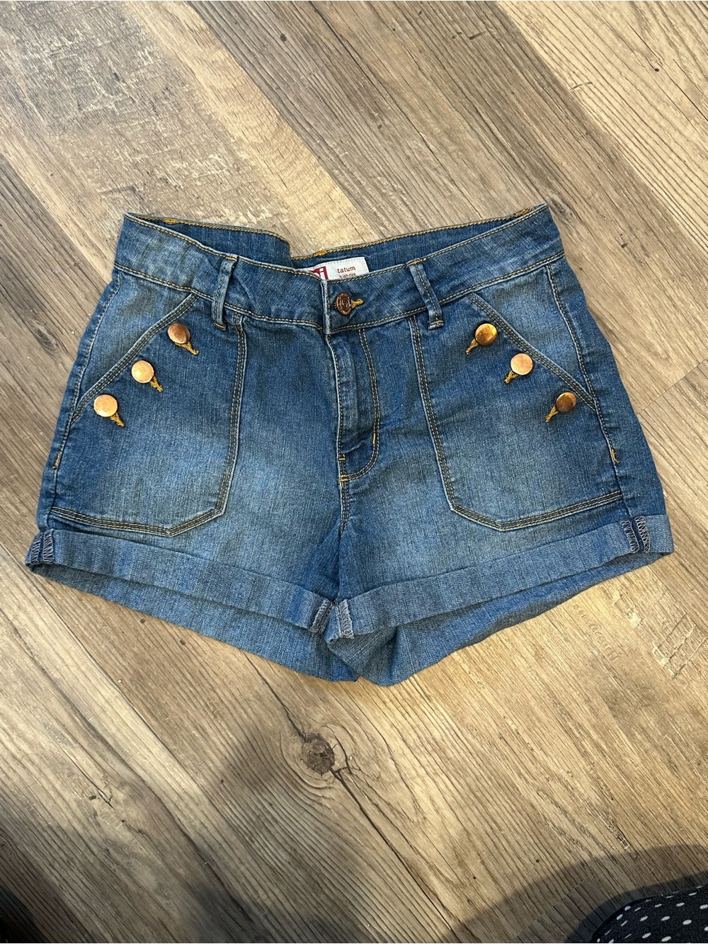 lei Blue Denim Button Pocket Shorts